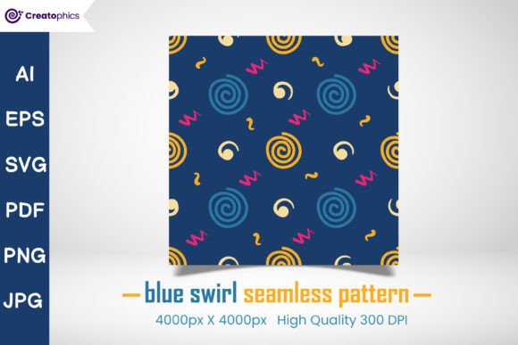 Blue Swirl Seamless Pattern Design Free for Graphics and Freebies