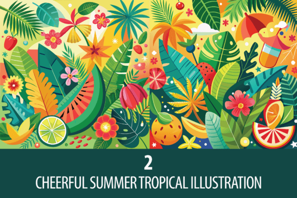 Cheerful Summer Tropical Illustration: A Versatile Graphic Design Freebie