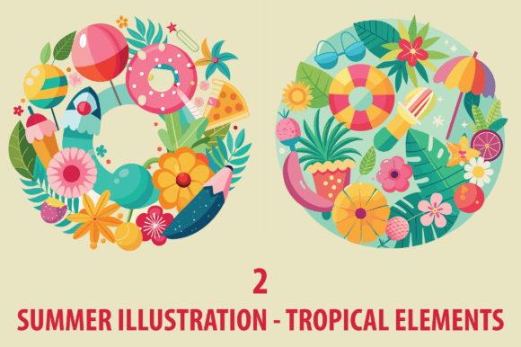 Circular Frame Tropical Summer Elements: A Graphic Design Freebie for Content Creators