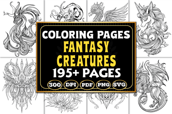 Fantasy Creatures Coloring Pages Graphics for Local Business Branding