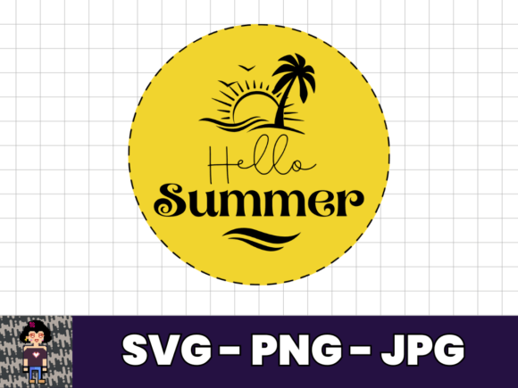 Hello Summer Retro SVG Sticker for Crafts and Graphics