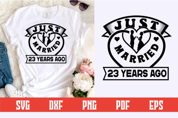 Just Married 23 Years Ago SVG Design for Crafts and Graphics