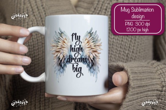 Motivation Mug Wrap Sublimation Wings: A Graphic Design Asset for Creative Content