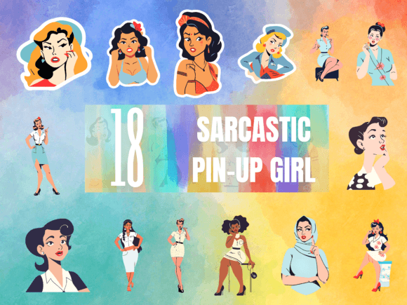 Sarcastic Pin-up Girl Sublimation Bundle – A Bold Graphic Design Asset for Marketing Creatives