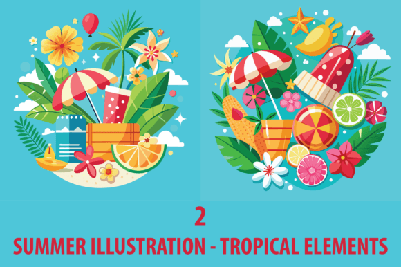 Summer Illustration Tropical Elements Freebie for Crafters