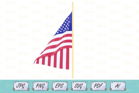 United States of America Flag with Pole - A Versatile Graphic Design Asset