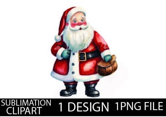 Watercolor Retro Santa Clipart for Crafts and Graphics